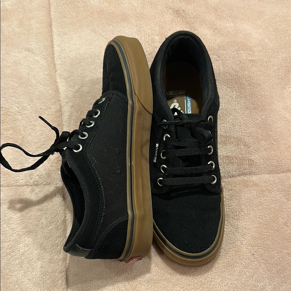 Black Canvas Sneakers with Brown Sole